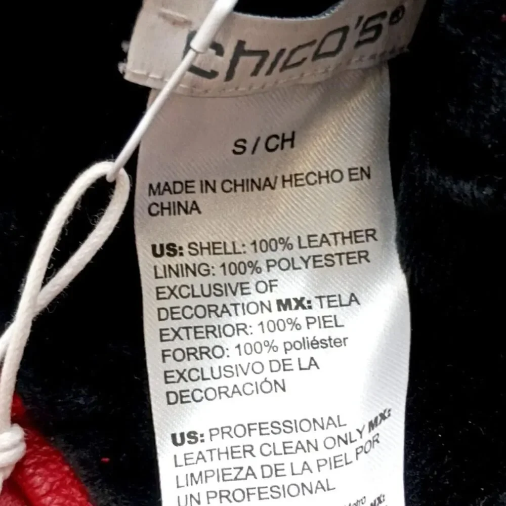 Chico's Red Leather Gloves - Size Small - NWT